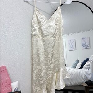 Lulu's Cream Asymmetrical Floral Dress